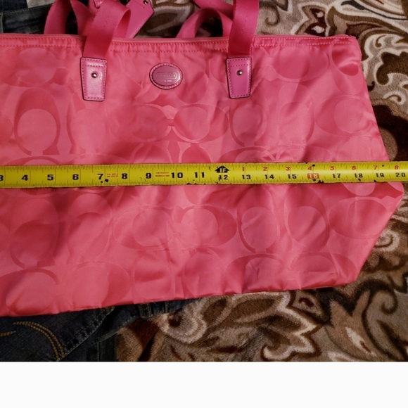 Coach Pink Travel Tote Bag with Monogram Pattern - Picture 7 of 16